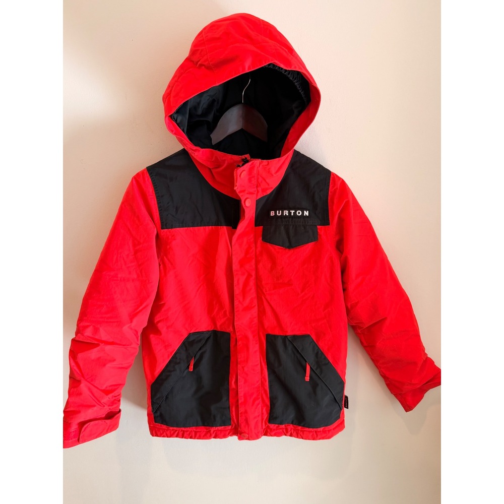 Burton Kids Red Black Colorblock Insulated Winter Ski Snowboard Jacket Hooded
